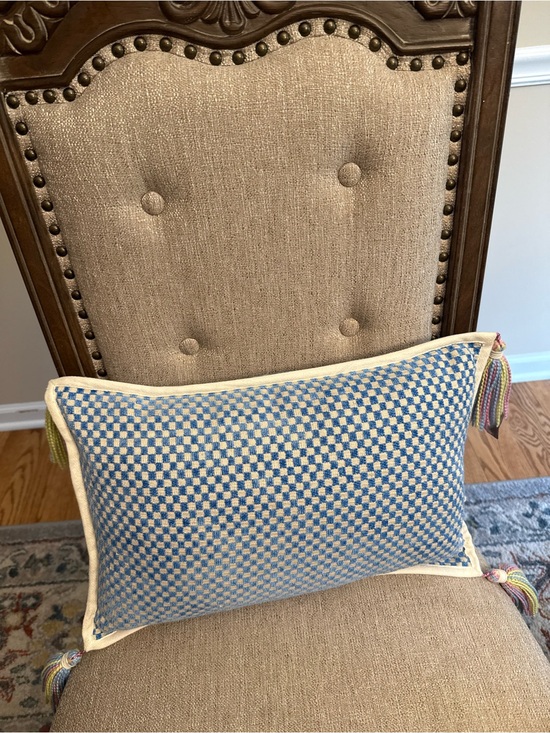 BORGATA Other - Borgata Checkerboard Lumbar Pillow with Tassel Corners & Down Feather Insert